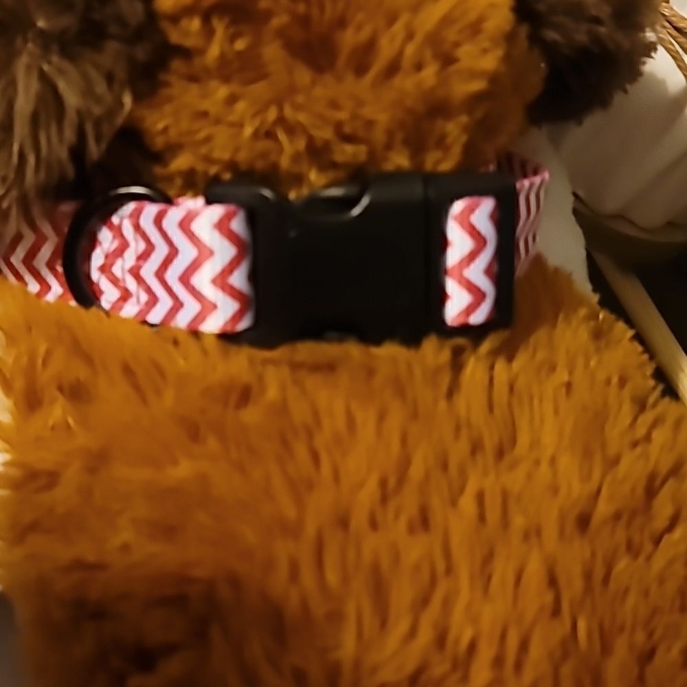 DOG COLLAR PINK AND WHITE L/XL - Picture 2 of 5